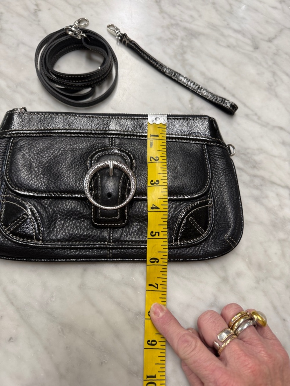 Brighton Black Patent Leather/Leather Clutch Wristlet Crossbody Bag - Picture 10 of 10
